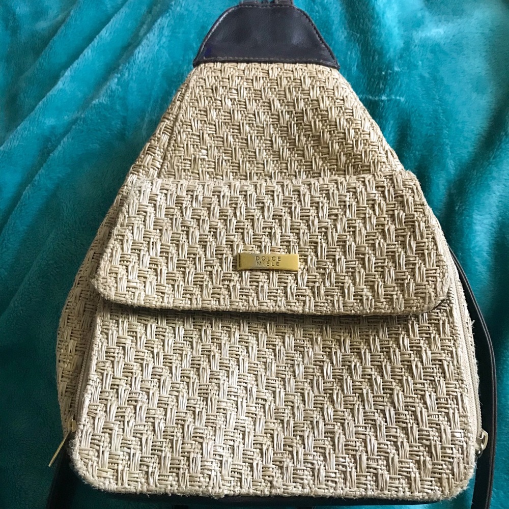 Dolce Miele Convertible Straw Backpack/Purse